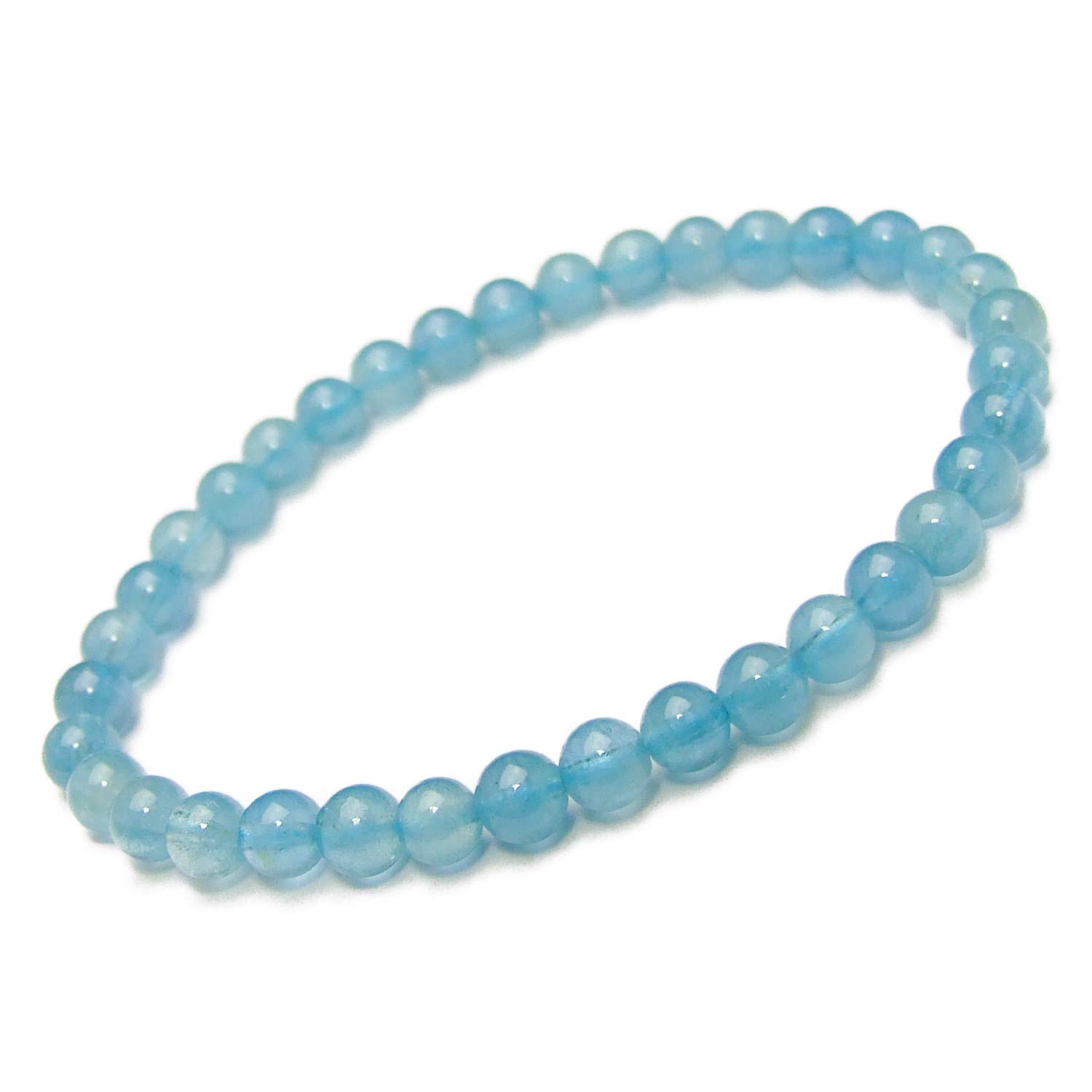 

[hinryo] 52326 5mm A Aquamarine Bracelet, 16cm Inner Diameter, with Pouch, Authenticated, Guaranteed Genuine, Brazilian Natural Stone, Power Stone