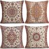 Set 4 Huse Pernă Decorativă Mandala Alb Crem Auriu Huse Elegante Luxe pentru Canapea Living Dormitor Decor Acasă