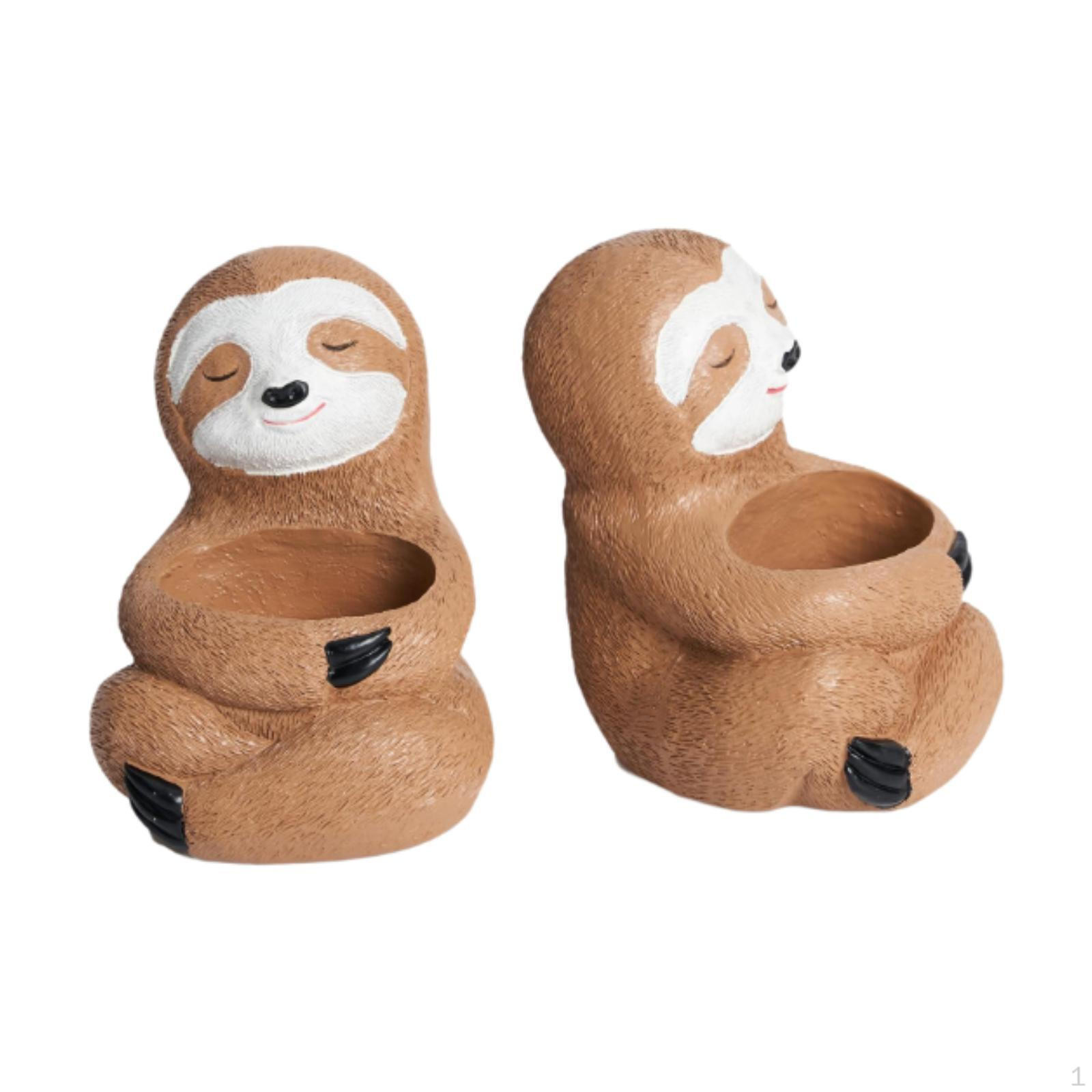 

2Pcs Sloth Plant Pots Flower Gift Containers Animal Planters with Drainage Hole for