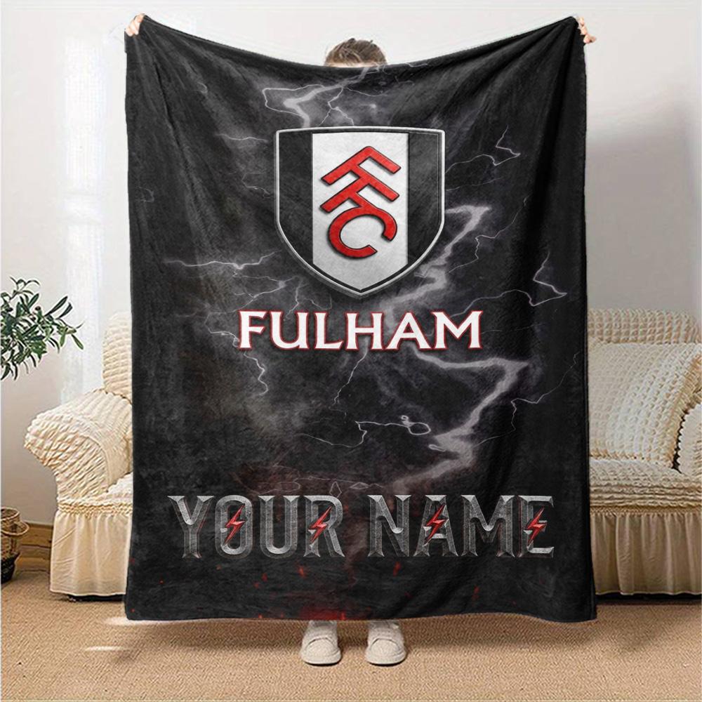 Name Custom Fulham FC Logo Print Flannel Blanket High Quality Warm Comfortable Cover for All Seasons Perfect for Gifts Home Decor