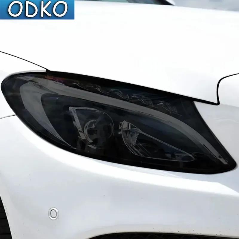 Car Headlight Tint Black Protective Film Protection Transparent TPU Sticker For Mercedes Benz C Class W204 W205 2011-On C63 AMG