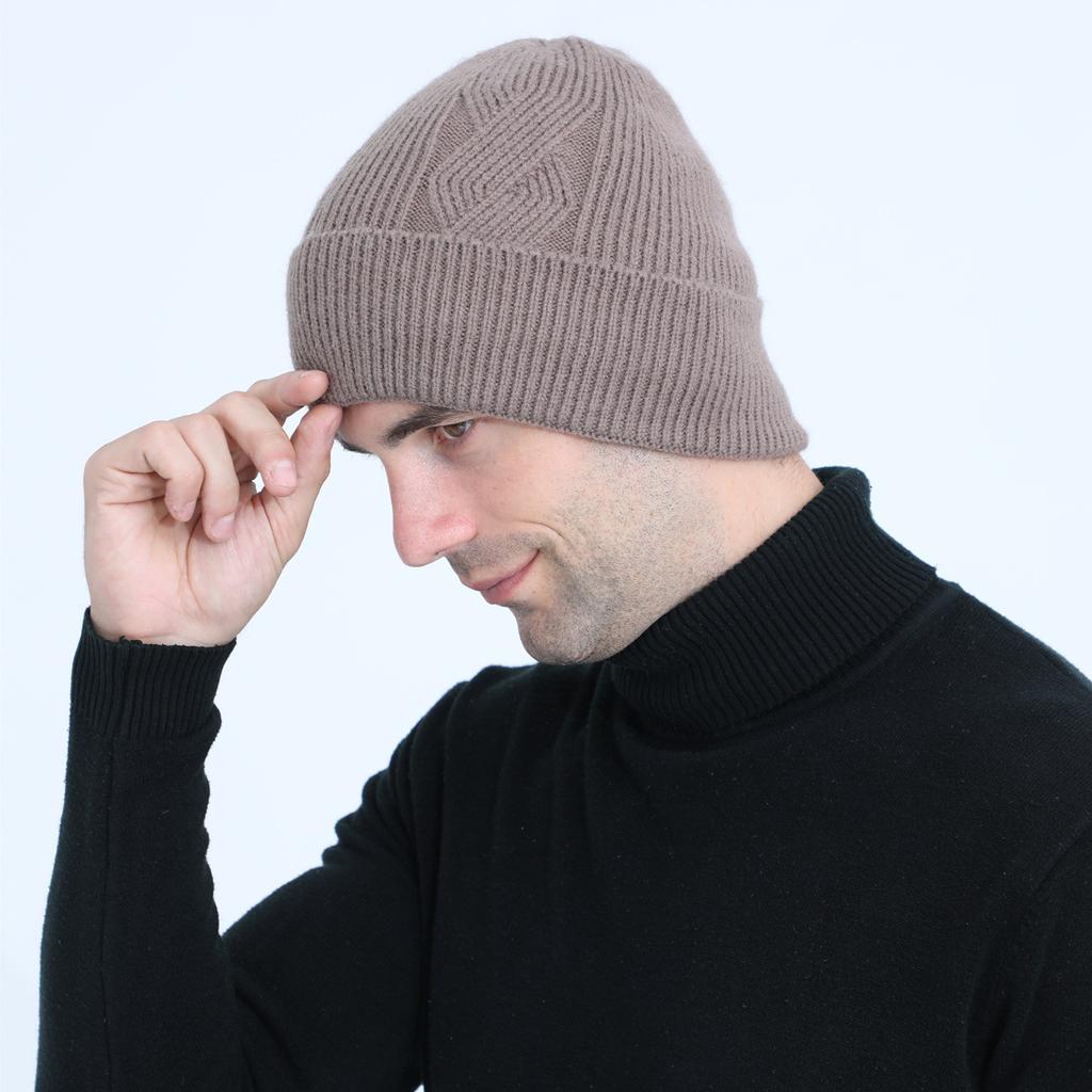 Herbst und Winter Neue Herren Warme Pullover Kappe Plus Samt Verdickt Zopfmuster Radfahren Gehörschutz Kappe