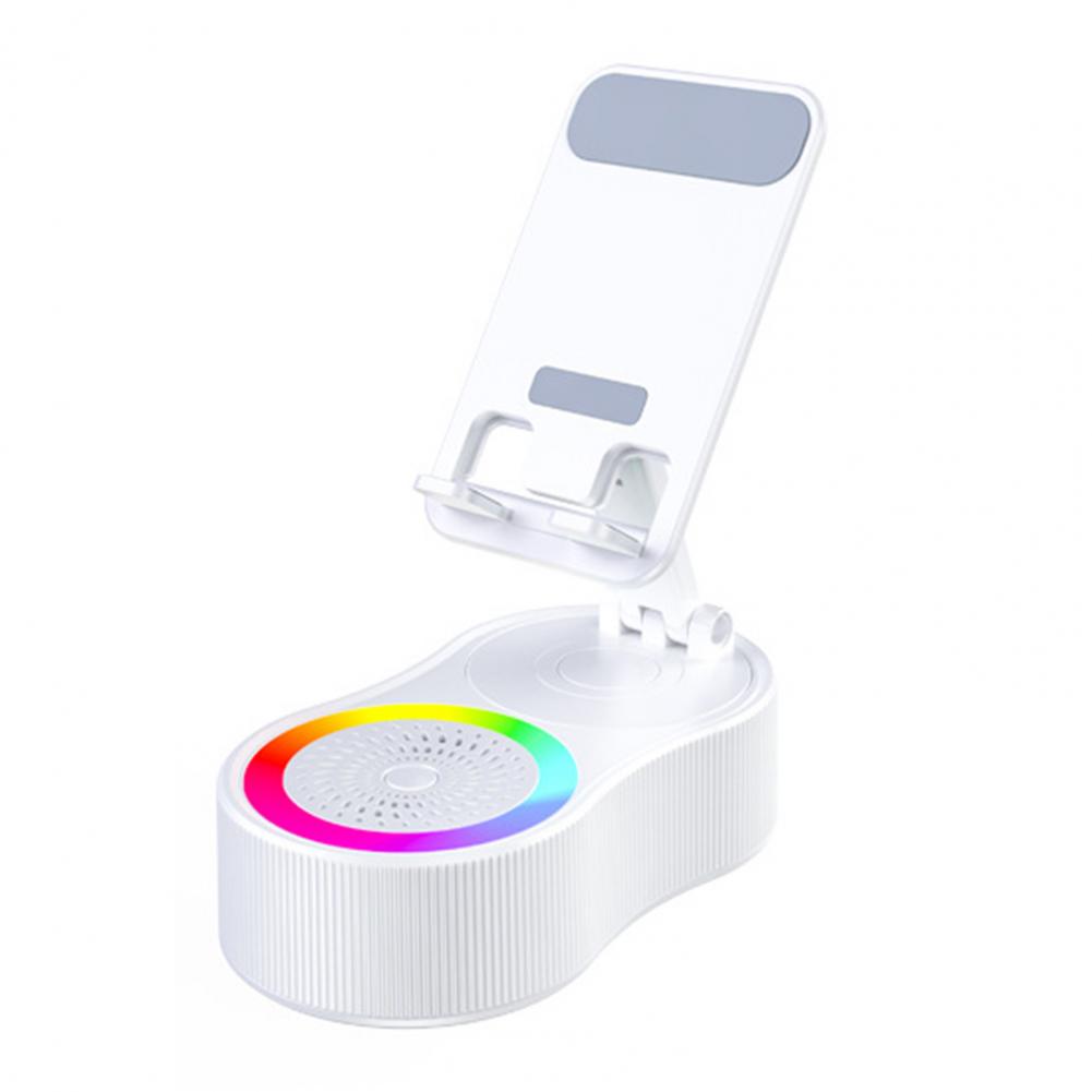 360 Degrees Rotatable Phone Stand with Wireless Bluetooth-compatible Speaker RGB Light Height Adjustable Cell Phone Holder белый