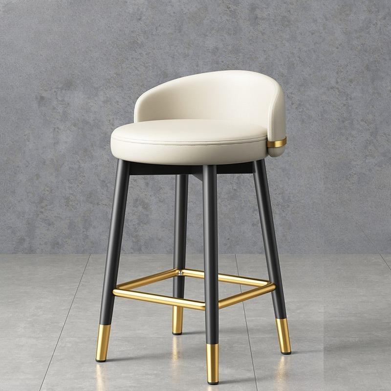 Modern Minimalist Luxury-Lite Bar Stool, High Backrest Chair for Home Island & Reception Counter