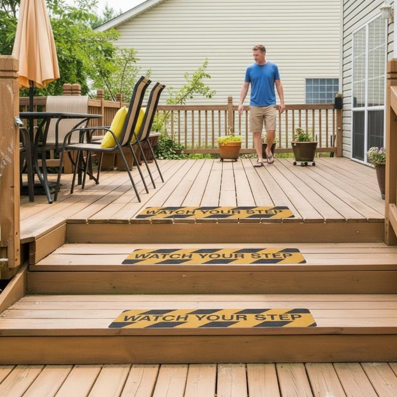 Anti-Slip Stair Warning Stickers - Yellow & Black Caution Signs for Home Safety, Watch Your Step Hazard Markers