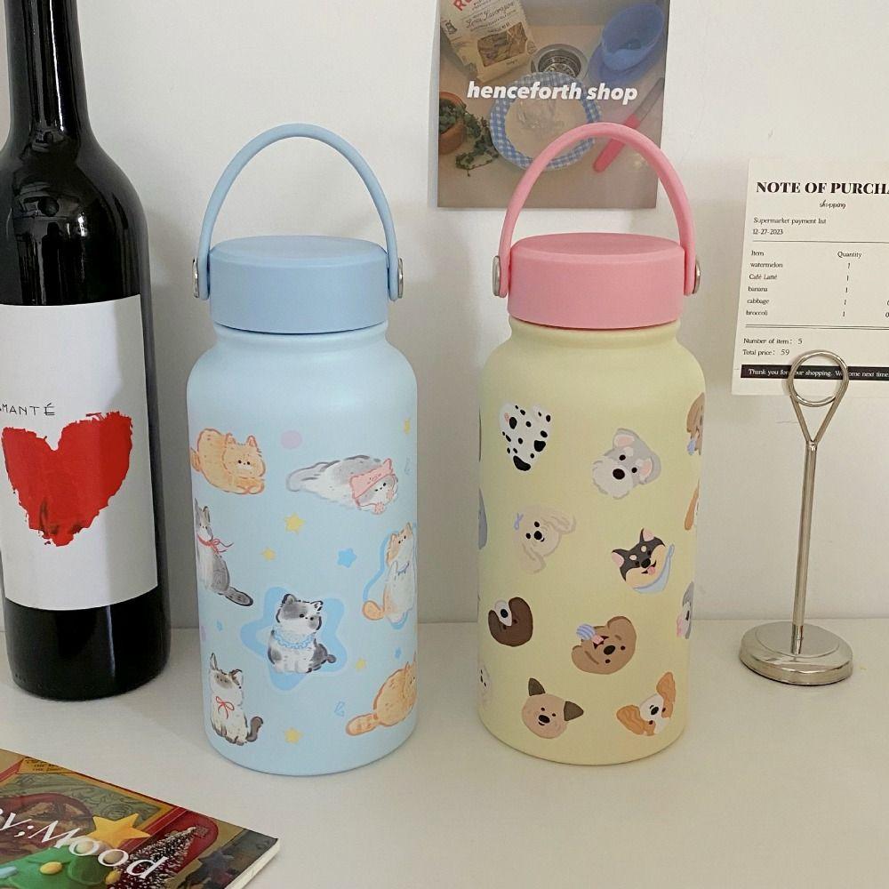 900ml Insulated Water Bottle With Straw Thermal Cup Portable Insulation Cup  Outdoor Activities