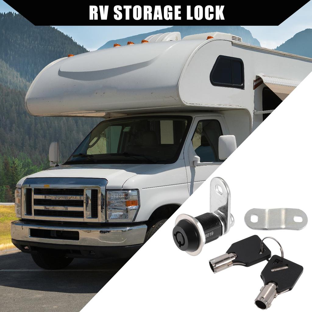 Hihaha RV Camper Lock Set (6 Keys) / Interior RV Storage Door Lock for File Cabinets and Toolboxes / Heavy-Duty 7/8-Inch Locks / 3-Piece Set, Black