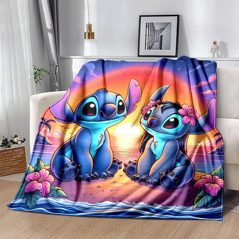 1ks Deka s potiskem Stitch - Měkká, celoroční přehoz do obývacího pokoje, ložnice, na cesty