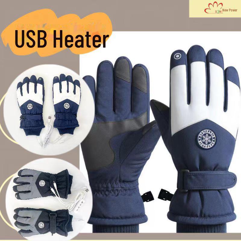 USB Heated Touch Screen Ski Gloves for Winter Outdoor Cycling