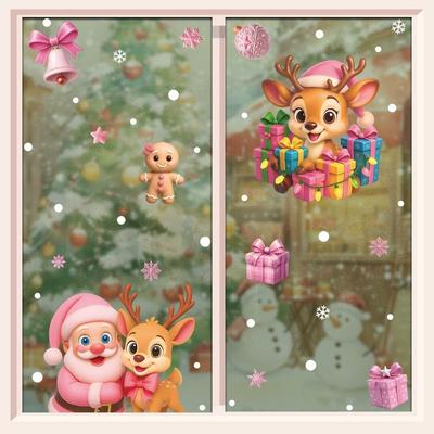 Removable PVC Window Stickers Snowflake Santa Claus Christmas Stickers Reindeer Glass Windows Decor Xmas Decal Window