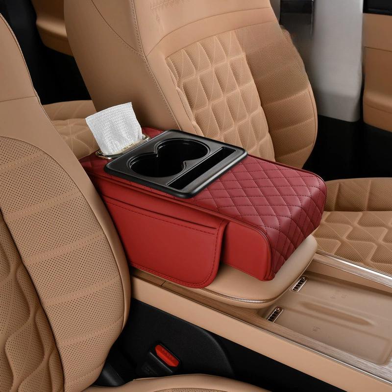 Auto Center Console Armrest Cushion With 2 Cup Holder Armrest Heightening Pad Auto Amrest Pillow Cover Pad for All Seasons
