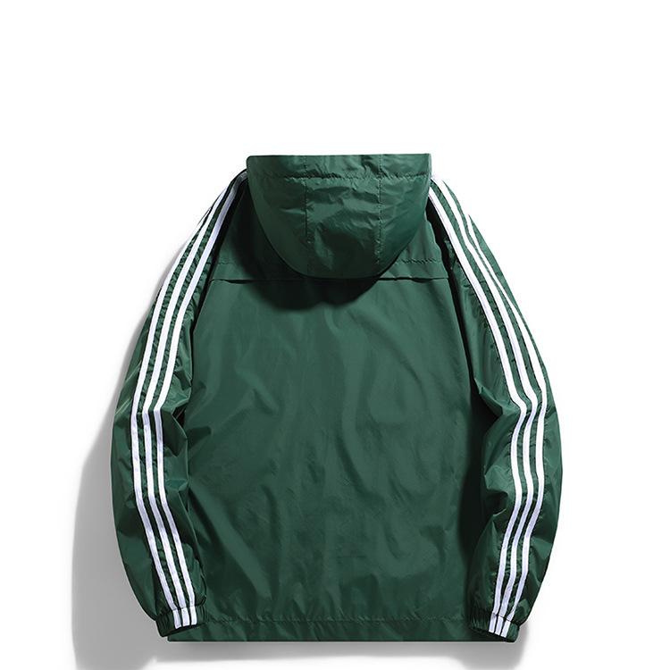 Men Jackets Fashion Hooded Striped Sports Coat Men Loose Sports  Jacket