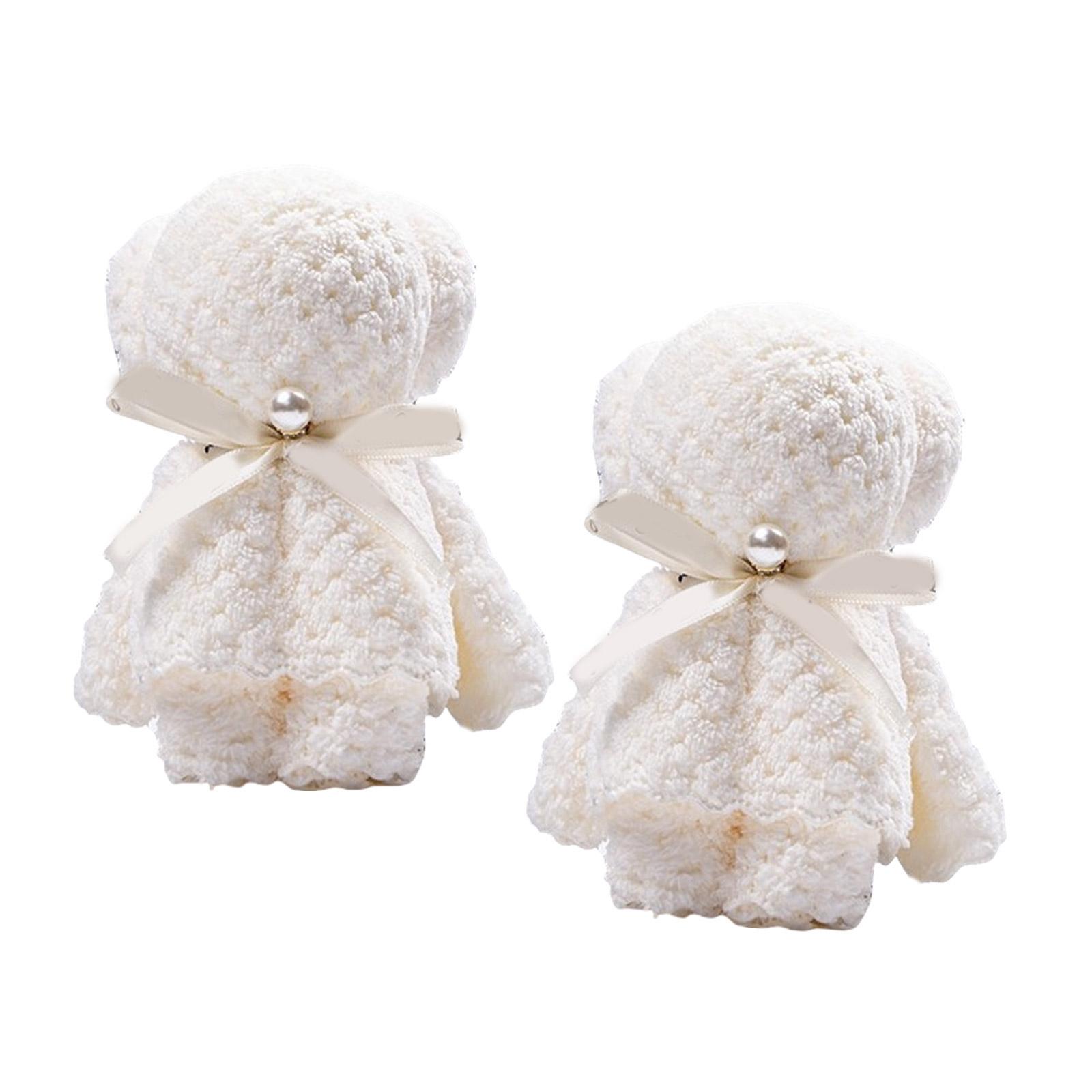 

2Pieces Bear Towel 30x30cm Highly Absorbent Soft Face Towel Washcloth Wedding Party Favors for Bridal Showers Birthday 1 білий