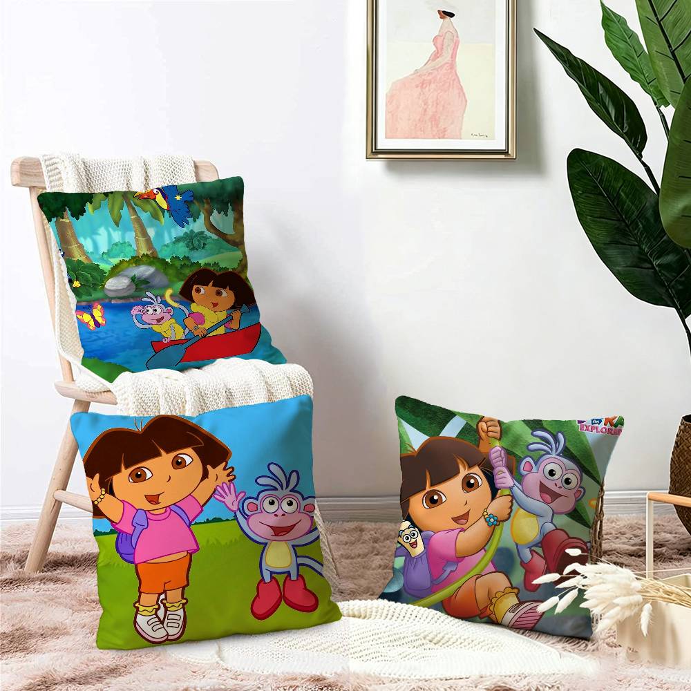 Funny D-Dora the Explorer Classic Anime Pillow Gift Home Office Decoration Bedroom Sofa Car Cushion Cover case 45x45