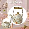 Elegant Enamel Teapot with And Floral Pattern; for Home, Office Cafe