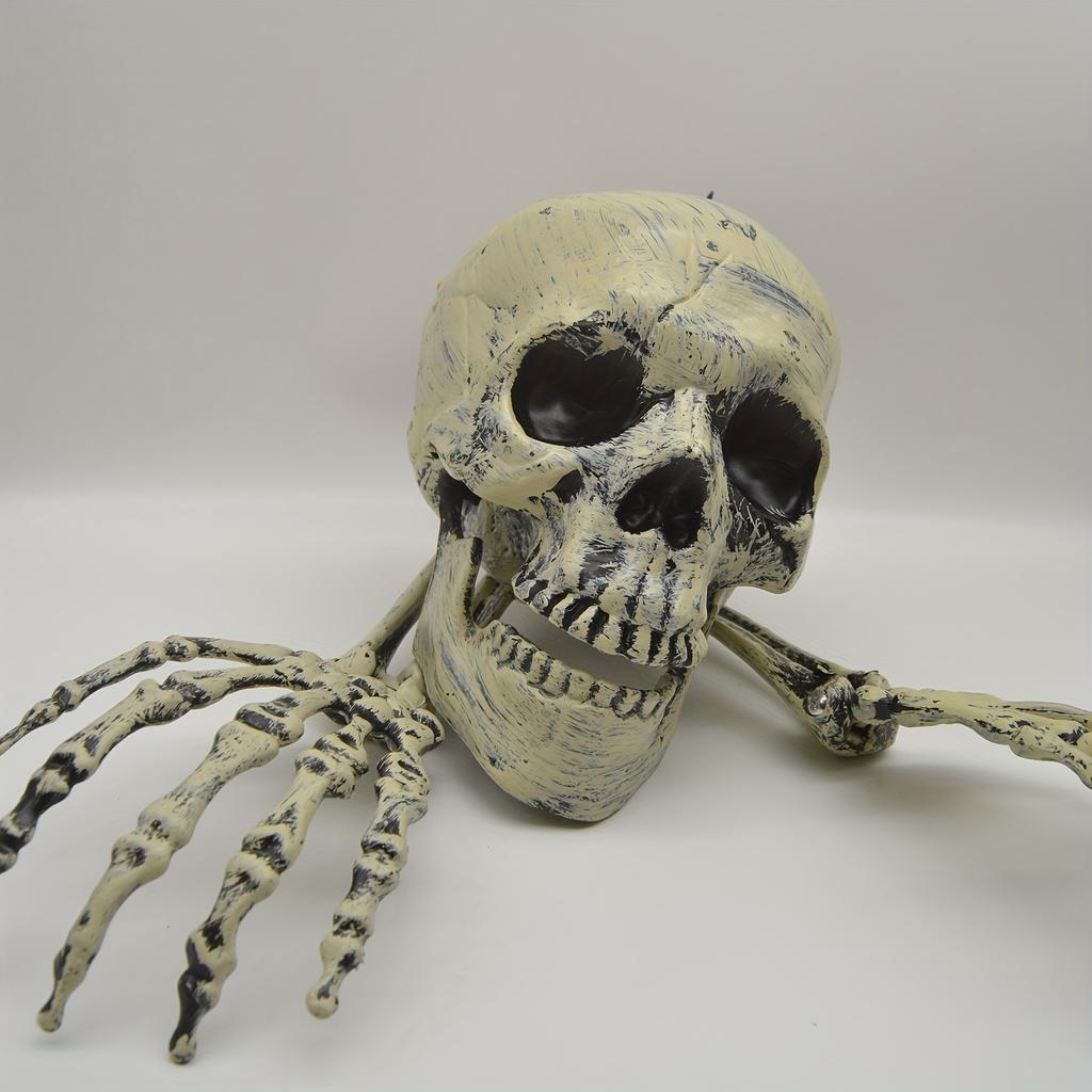 3pcs Halloween Decor Skeleton Stakes with Two Crows Realistic Skull Skeleton Head Human Hand Arms for Halloween Party Decoration