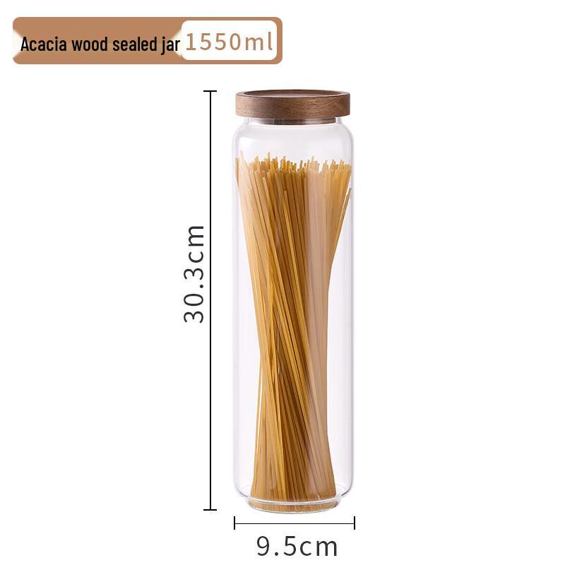 ZISIZ Acacia Wood Glass Sealed Storage Jar