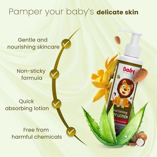 Babyorgano Lozione Corpo per Neonato 0-2 Anni 200ml | Nutre e Idrata la Pelle | Non Appiccicosa | Arricchita con Ylang Ylang
