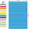 NESCCI 12 Pads Lined Sticky Notes 4x6 Sticky Notes with Lines Self-Stick Note Pads 12 Bright Multi Colors Big Rectangular Sticky Note for