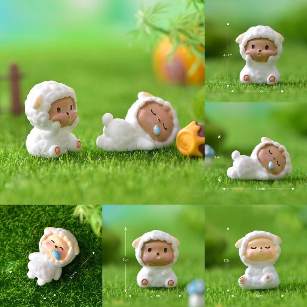 Adorable Resin Sheep Figurine Cute Garden Diy Decoration Cartoon Style