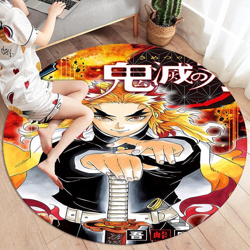Tappeto Rotondo Demon Slayer Tappeto Tappeto Per Soggiorno Camera Da Letto Divano Sala Giochi Decorazione Tappetino Antiscivolo