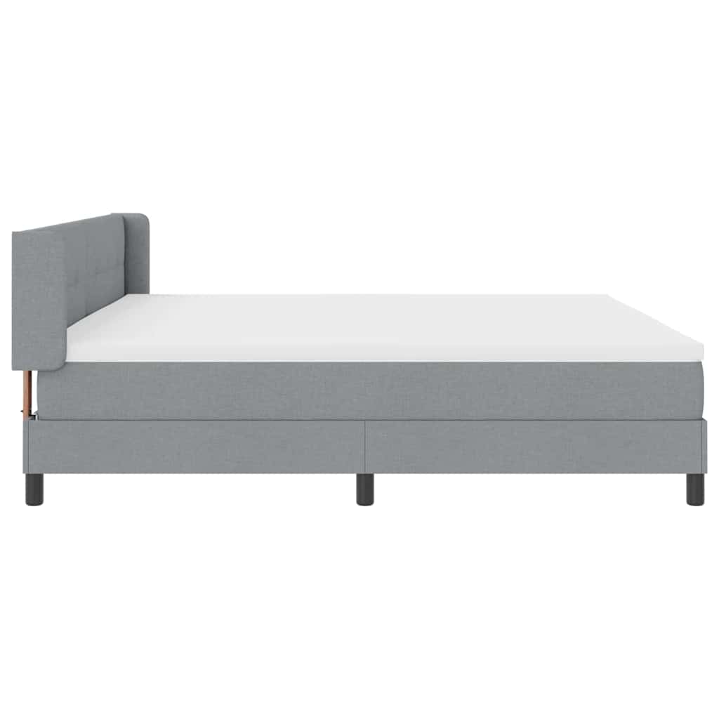 Box Spring Bed with Headboard Light Gray 200 X 200 Cm Fabric