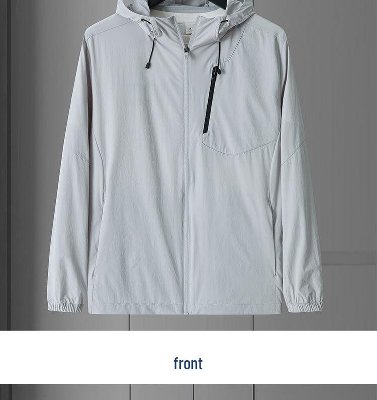 Herren Kapuzen-Sonnenschutzjacke - Ultraleicht, Atmungsaktiv, Winddicht, Schnelltrocknend, Lockere Passform, Kühlend, UV-Schutz.