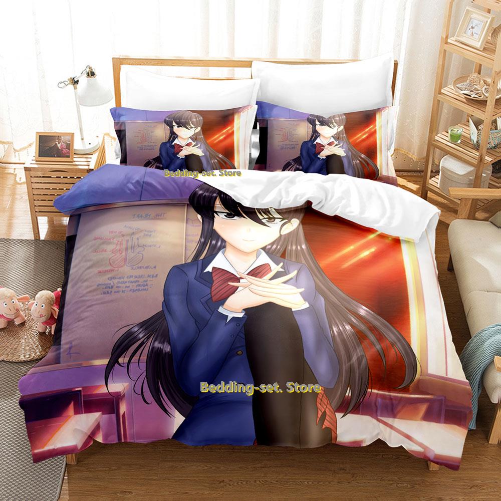New Komi Can't Comunicate Beding Set Carton Anime thre-piece set Adult People Kid Bedrom durable Quality Duvetcover Sets 3D Kawai Young Girls bed