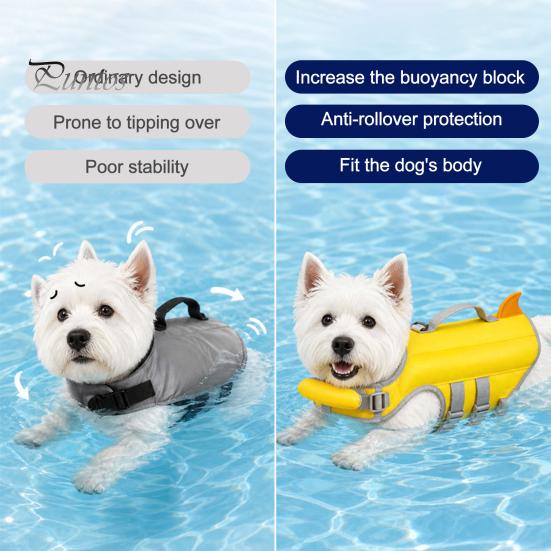 Lightweight Canine Float Coat Dog Life Jacket, High Buoyancy Pet Swim Vest with Chin Rest And Rescue Adjustable Water Safety Gear Handle, Jacket