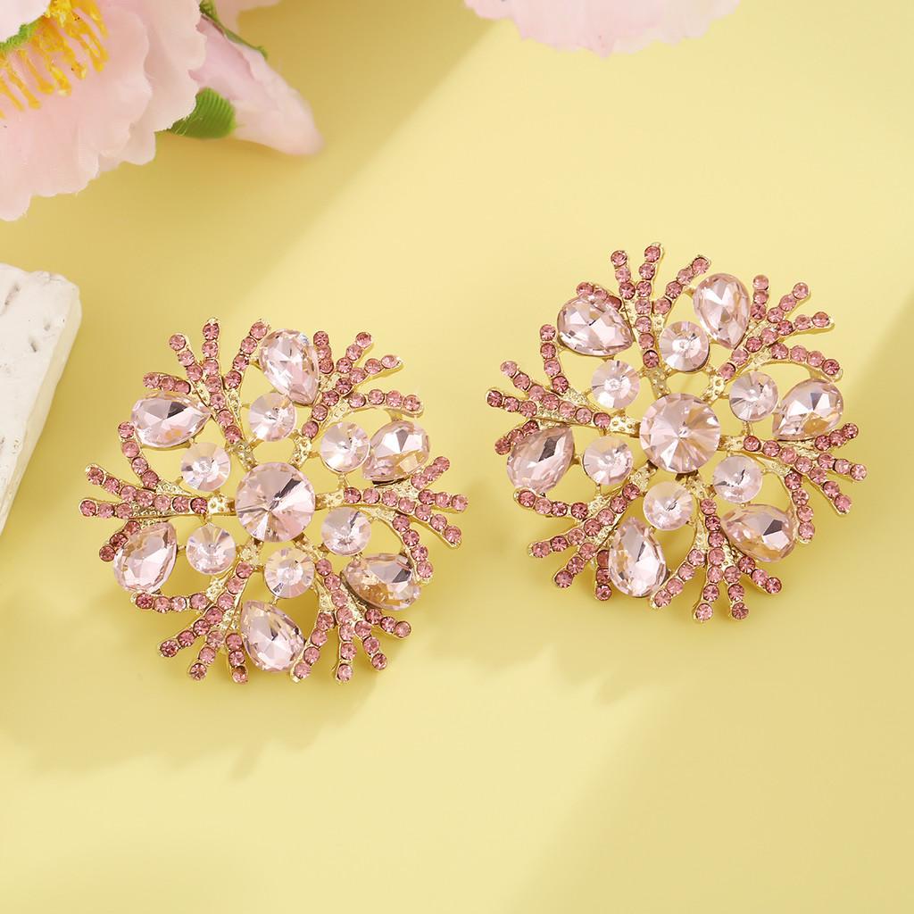 Geometric Alloy Sparkling Earrings With Gold Posts For Women Wedding Party