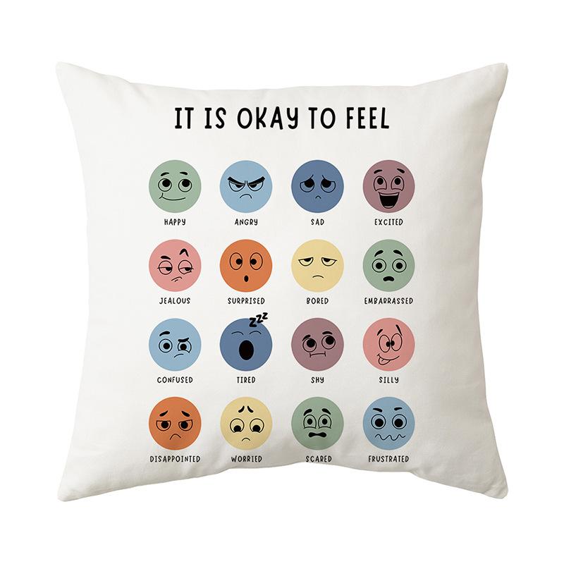 Rainbow Pillowcase Short Plush Letter Print Home Fabric Sofa Pillowcase Holiday Cushion Cover