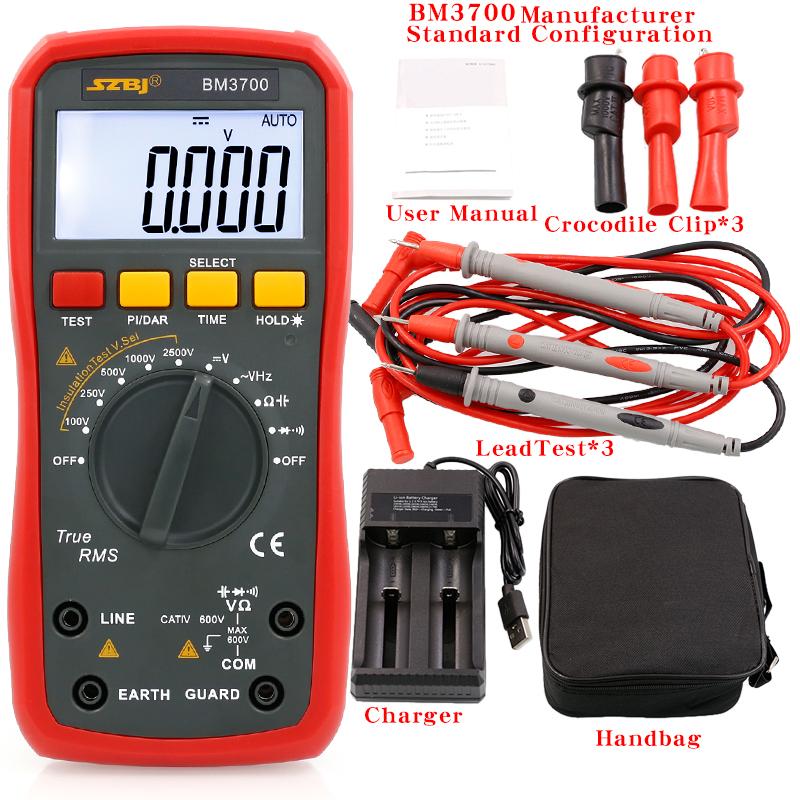 Digital Insulation Resistance Tester Multimeter with Rechargeable Lithium Battery, BM3700, 2-in-1 Handheld Megohmmeter