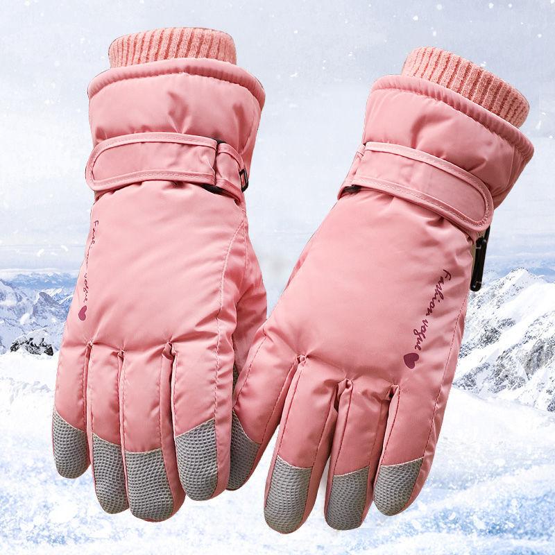 Woman Ski Gloves Winter Warm Cycling Plus Fleece Thick Waterproof Windproof Coldproof Gloves