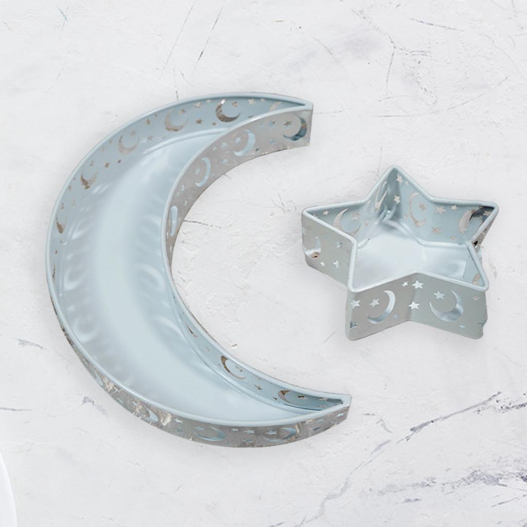 

Ramadan Eid Mubarak Trays Platters , Metal Decorative Moon Kitchen Fruit Snack
