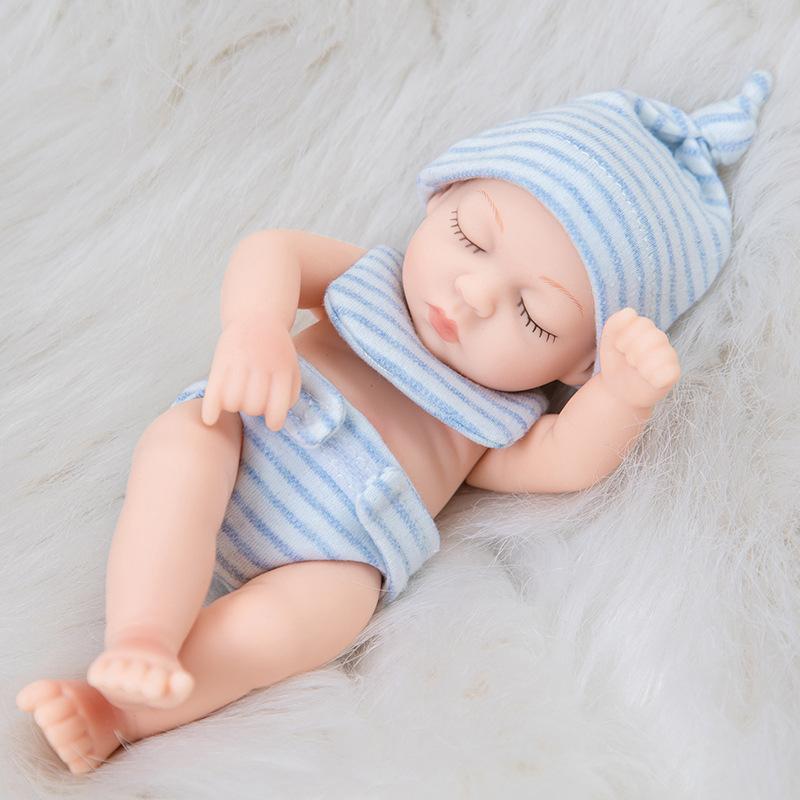 7-inch Simulation Reborn Doll Sleeping with Eyes Closed Palm Dolls Soft and Pinchable Waterproof Vinyl Beibei Doll Cute Mini Girl's Birthday Gift