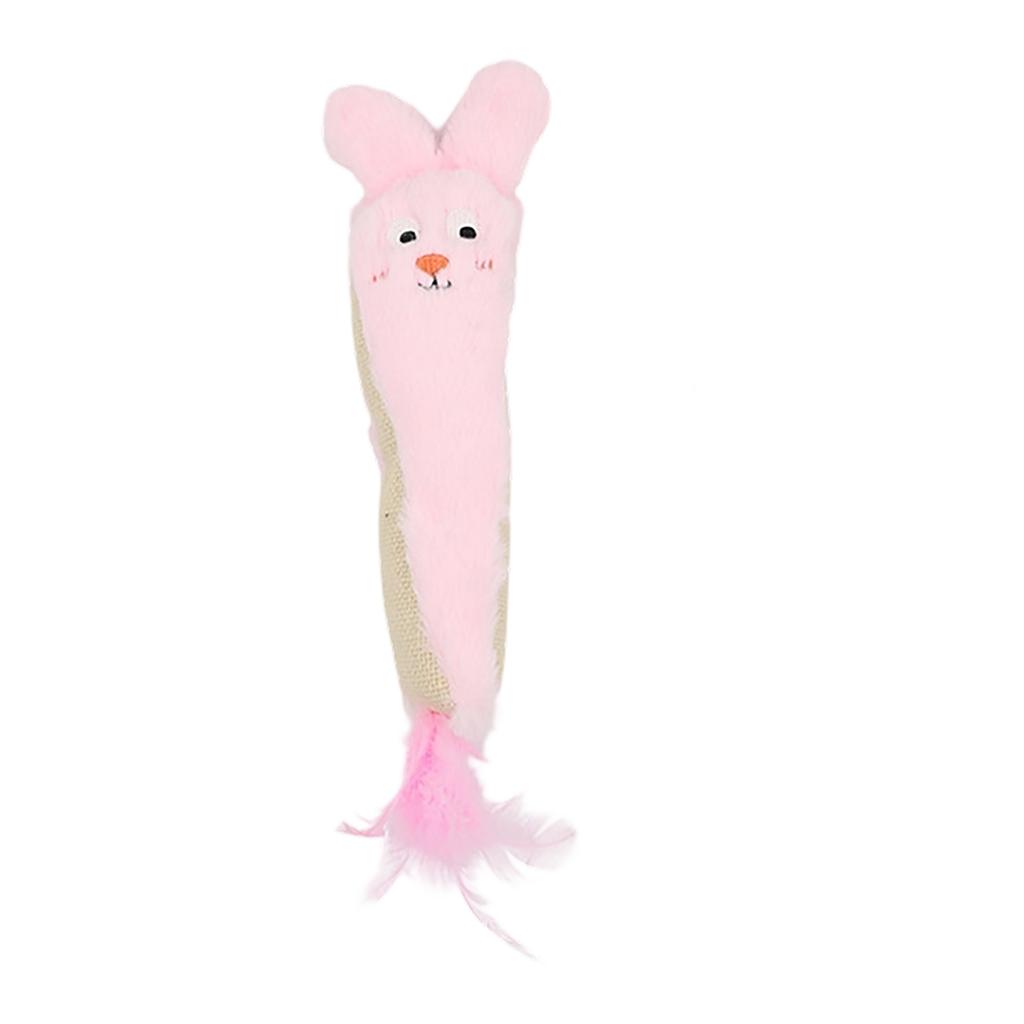 Cute Animal Shaped Pet Toy With Feather Tail, Soft Fabric Toy For Interactive Play And Exercise