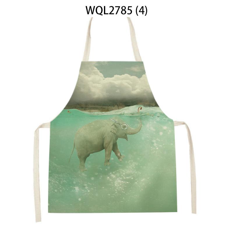1pcs Nature Ocean Scenery Animal Print Apron Men and Women Kitchen Baking Baking Accessories Bib Antifouling Apron
