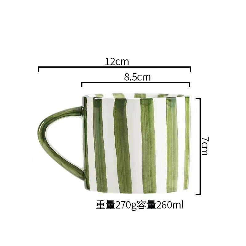 

Minimalist Stripe Ceramic Coffee Mug with Large Handle Breakfast Milk Mug Exquisite Afternoon Tea Flower Tea Cup Birthday Gifts 301-400ml
