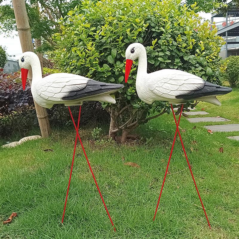 Creative Lifelike Animal Model White Crane Landscape Garden Decoration With Detachable Wire Feet Ideal For Outdoor Garden
