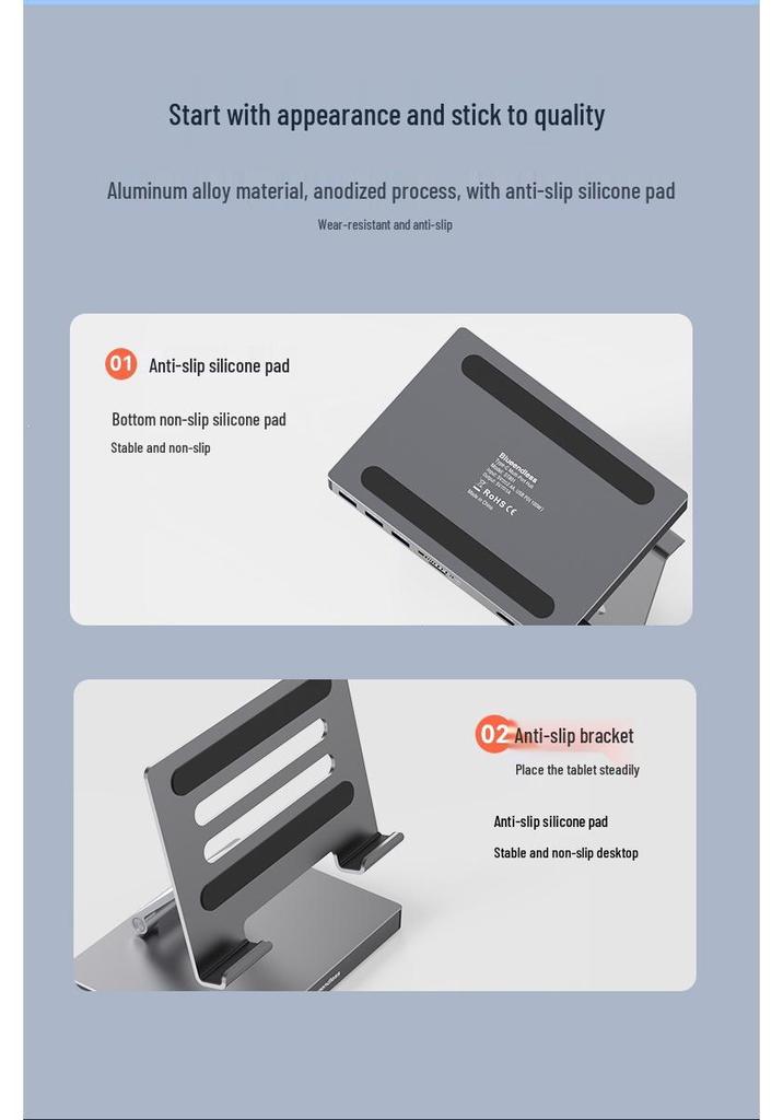 Aluminum Alloy Type-C Docking Station: Tablet & Laptop USB Hub with HDMI 2.0 & Gigabit Ethernet.