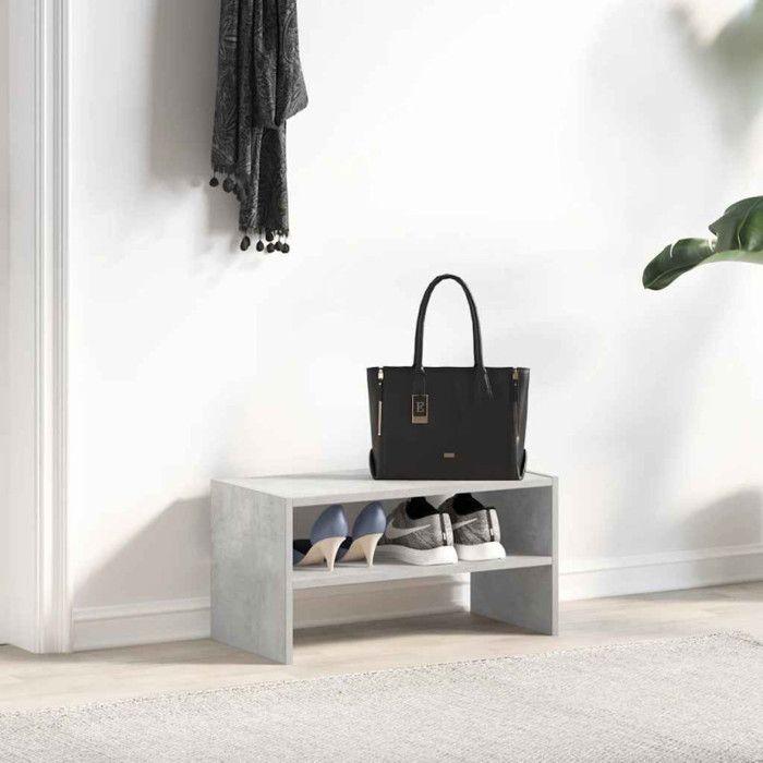 VidaXL Étagère à chaussures empilable gris béton 60x30x30,5 cm, meuble de rangement à chaussures, meuble à chaussures 858863