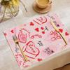 1PC Heart Placemat Dining Table Decor Linen Tableware Coaster Kitchen Accessories For Valentine's Day Couple Confession Lover