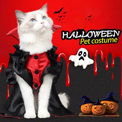 Personalized Cat Halloween Costume Humor Vampire Cosplay Gathering Balck Designer Cat Dress Pet Festive Atmosphere Costume