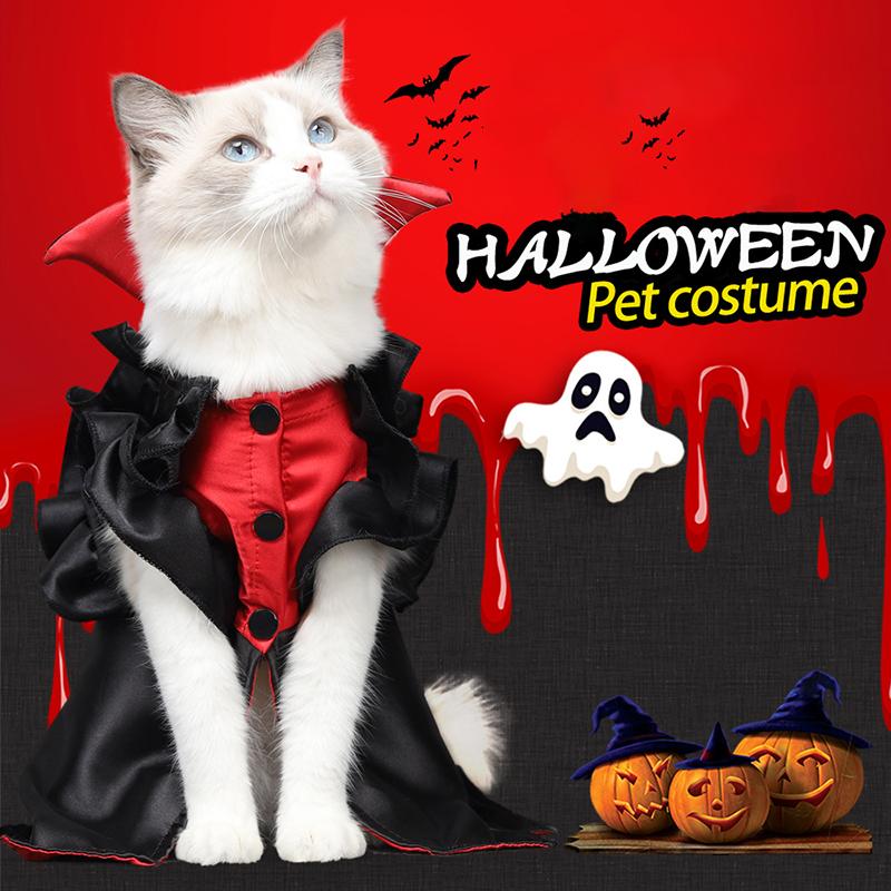 Personalized Cat Halloween Costume Humor Vampire Cosplay Gathering Balck Designer Cat Dress Pet Festive Atmosphere Costume