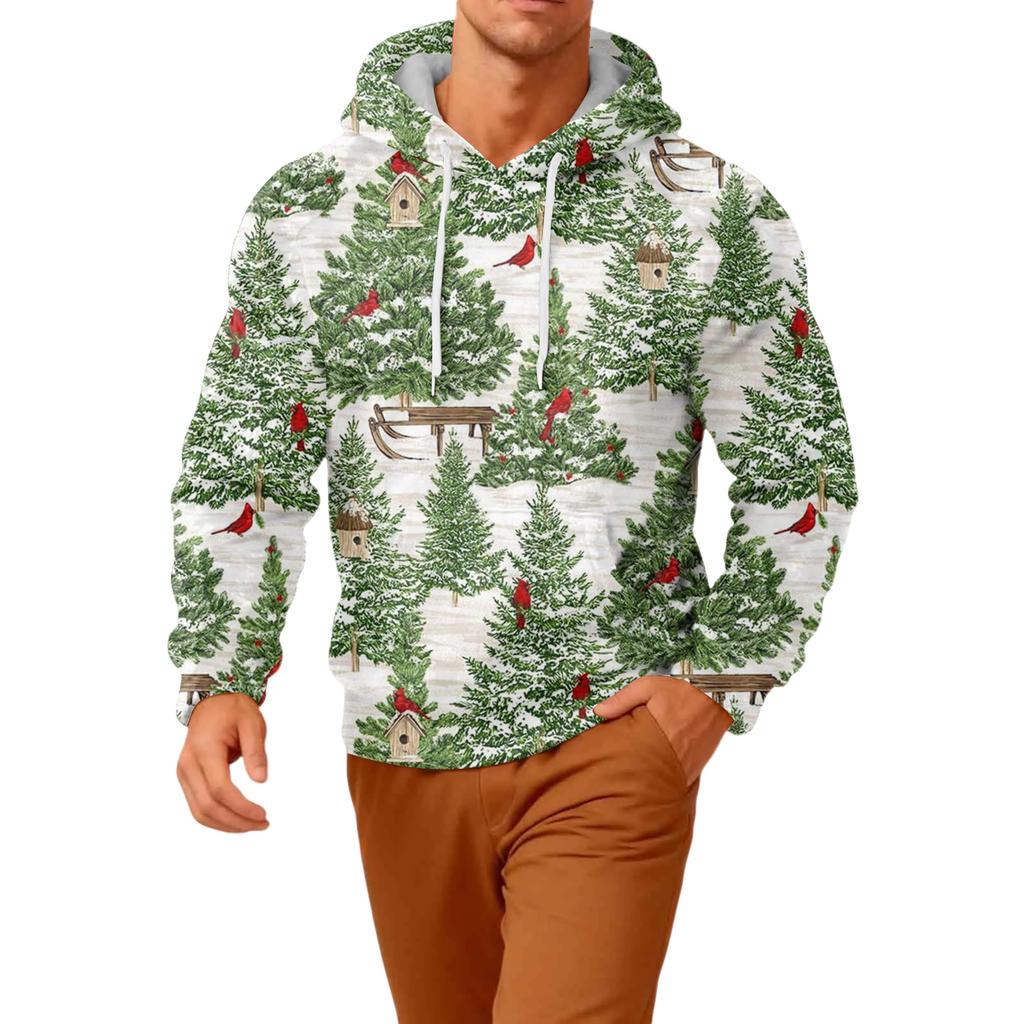 Men's Long-Sleeve Casual Flannel Hooded Sweatshirt