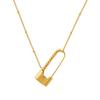Minimalist Style Mixed And Matched Pin Metal Lock Titanium Steel Necklace Women'S Plated 18K Real Gold Pendant Button Head Collarbone Chain P709