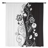 Schwarz-weiße Blumenmuster-Tüllvorhänge für Wohnzimmer, Schlafzimmer, Dekoration, transparenter Chiffon, durchsichtiger Voile-Fenstervorhang