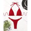 New Fashion Basic Swimwear Summer Classical Bandage Halter Swimsuit Removable Padding Strappy Ties Sexy String Bikini