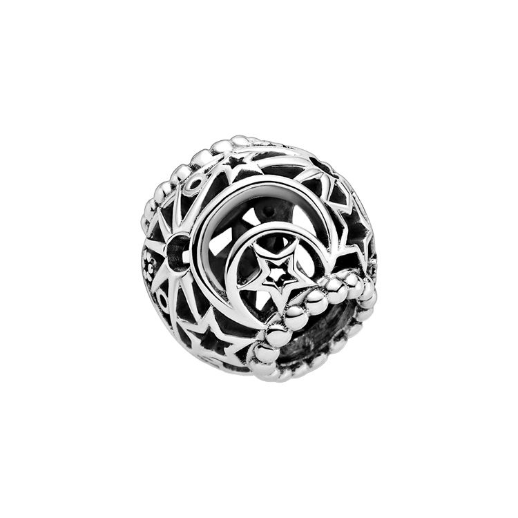 Pandora Hollow Sunlit Crescent Moon Charm Women Charm 799183C00 Box+Shopping Bag,Silver