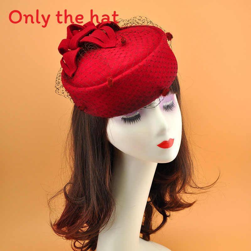 

Fashion Solid Color Top Hat With Flower Decoration And Mesh Design For Ladies